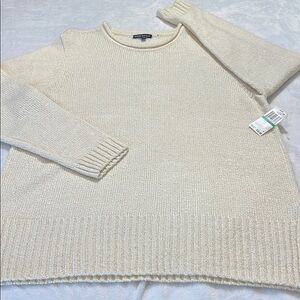DEBBIE MORGAN SIZE LARGE Elegant Cream Sweater
